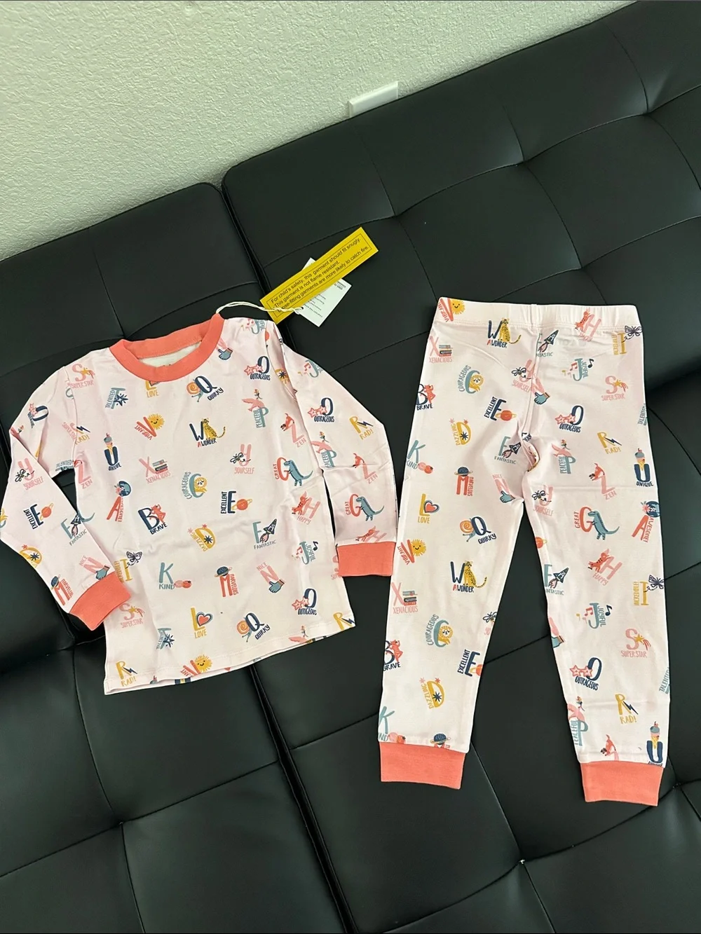 Carter's Pink Alphabet Print Pajama Set with Coral Trim